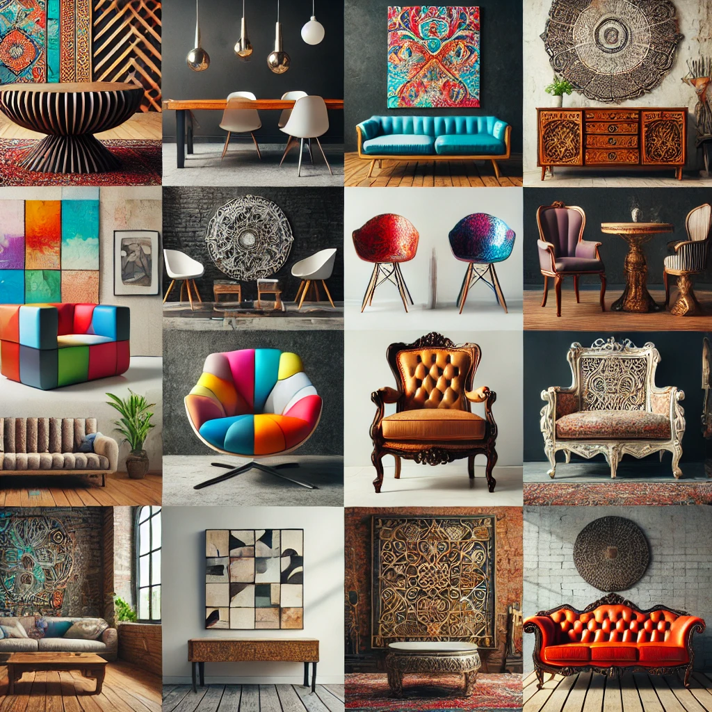 Artistic furniture design - A gallery of diverse furniture styles in a collage