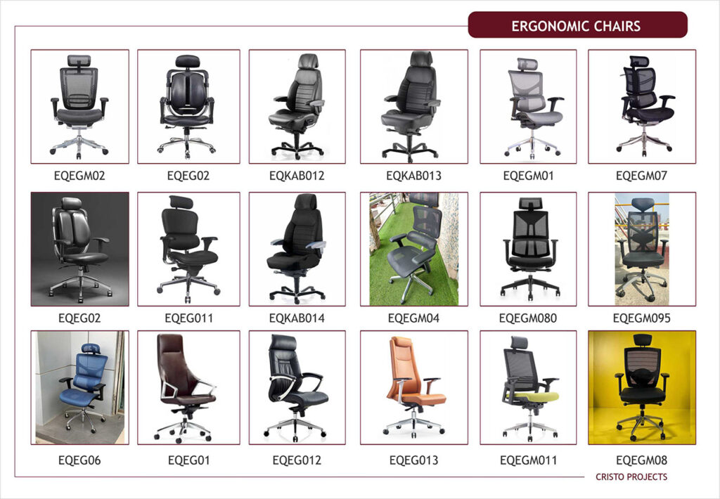 gallery of available ergonomic chairs from Cristo